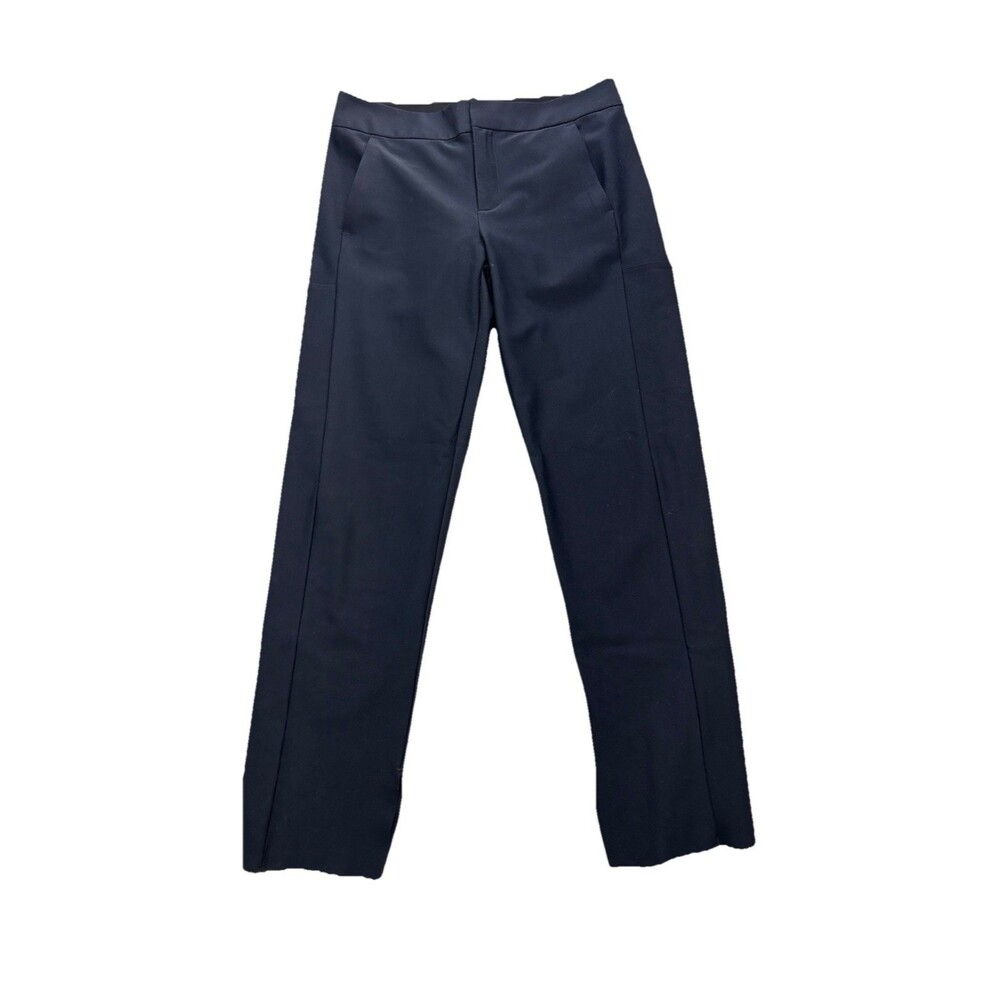 Athleta Stellar Crop Trouser 8T Navy Mid Rise Slit Hem Stretch Work Pant Tall
